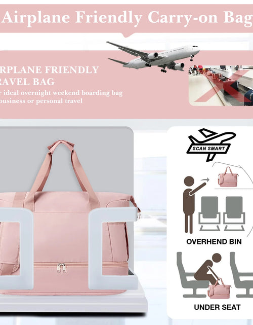 Load image into Gallery viewer, Travel Duffel Bag for Women Gym Bag with USB Charging Port Large Weekender Overnight Bag Yoga Duffle Bags with Wet Pocket and Shoes Compartment, Pink
