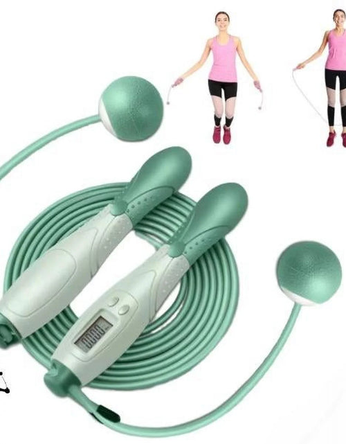 Load image into Gallery viewer, Weighted Cordless Jump Ropes with 2 Balls &amp; Adjustable Length Bod Rope for Kids Men Women,Speed Digital Counting Ropeless Skipping Rope with Calorie Counter for Indoor Fitness Workout Boxing Gym
